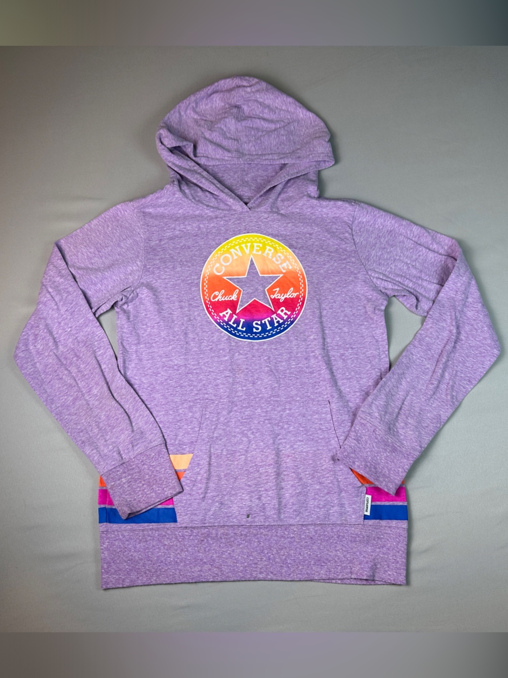 Converse Girls Long Sleeve Hooded Shirt Kids Purple Hoodie Size Large